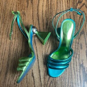 Two-color Bobbie Sandal by Circus NY by Sam Edelman side 7.5. Blue/green